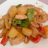 鶏ササミと彩り野菜の味噌炒め